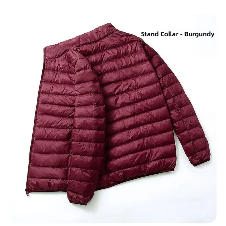 Warmth Lightweight down Cotton Jacket for Men Stand Collar Hooded Outerwear Autumn Winter New Arrival Slim Fit Long Style