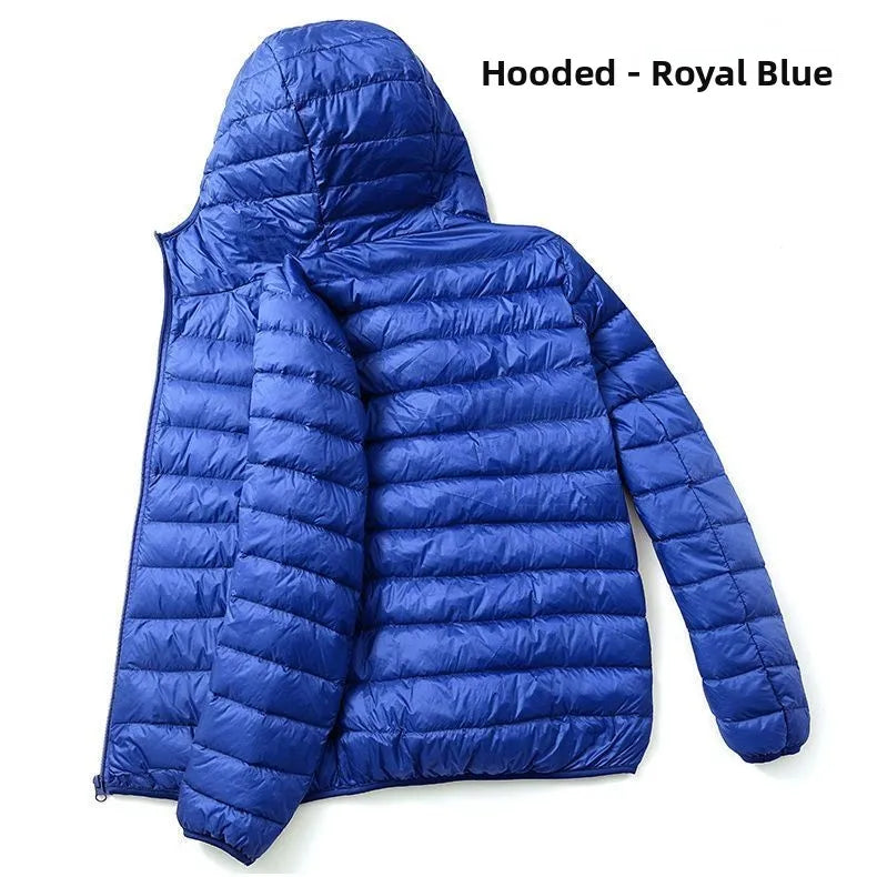 Warmth Lightweight down Cotton Jacket for Men Stand Collar Hooded Outerwear Autumn Winter New Arrival Slim Fit Long Style