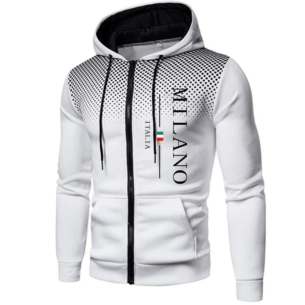 "Chaqueta con capucha y cremallera para hombre con estampado, prenda de abrigo para otoño e invierno, sudadera casual y deportiva para uso diario, running, exteriores y abrigo para andar en motocicleta."