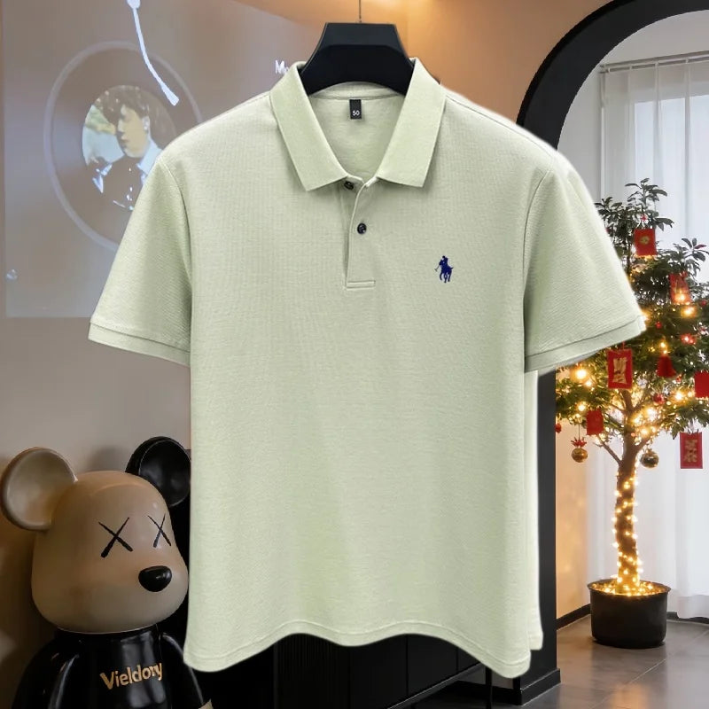 Polo de manga corta para hombre de marca de alta gama, 100% algodón puro, moda de lujo verano 2026, bordado de calidad.