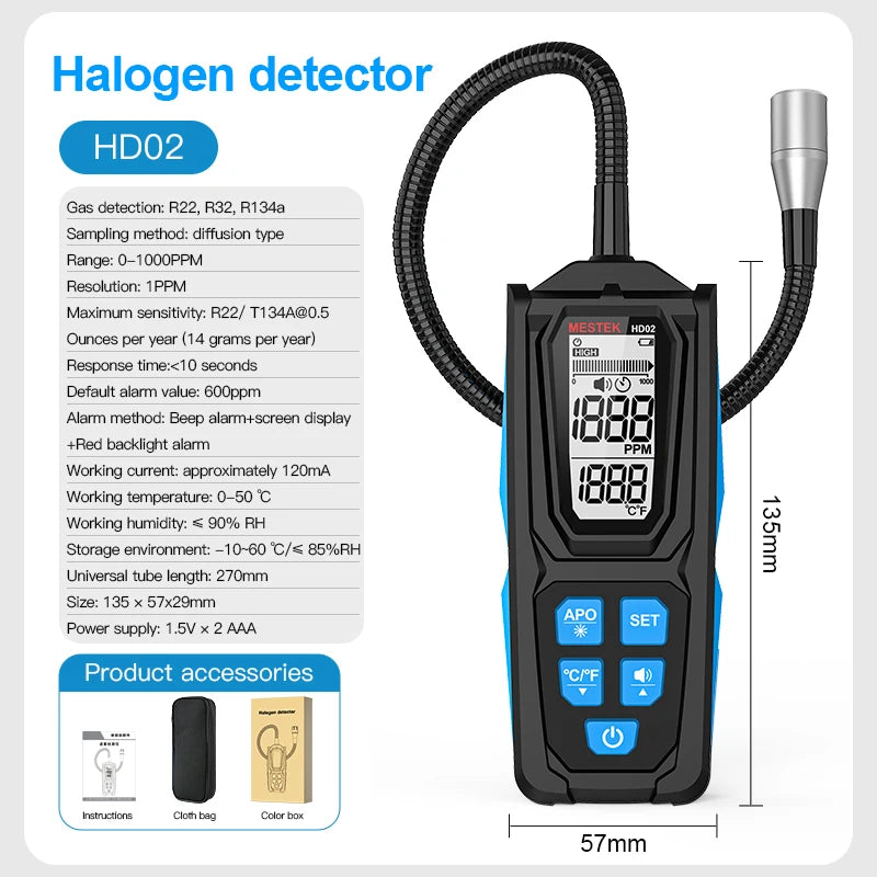 R22/R32/R134a/R410 Refrigerant Gas Detector Professional Air Conditioning And Refrigerator Maintenance Halogen Leak Detector