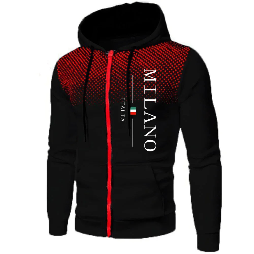 "Chaqueta con capucha y cremallera para hombre con estampado, prenda de abrigo para otoño e invierno, sudadera casual y deportiva para uso diario, running, exteriores y abrigo para andar en motocicleta."