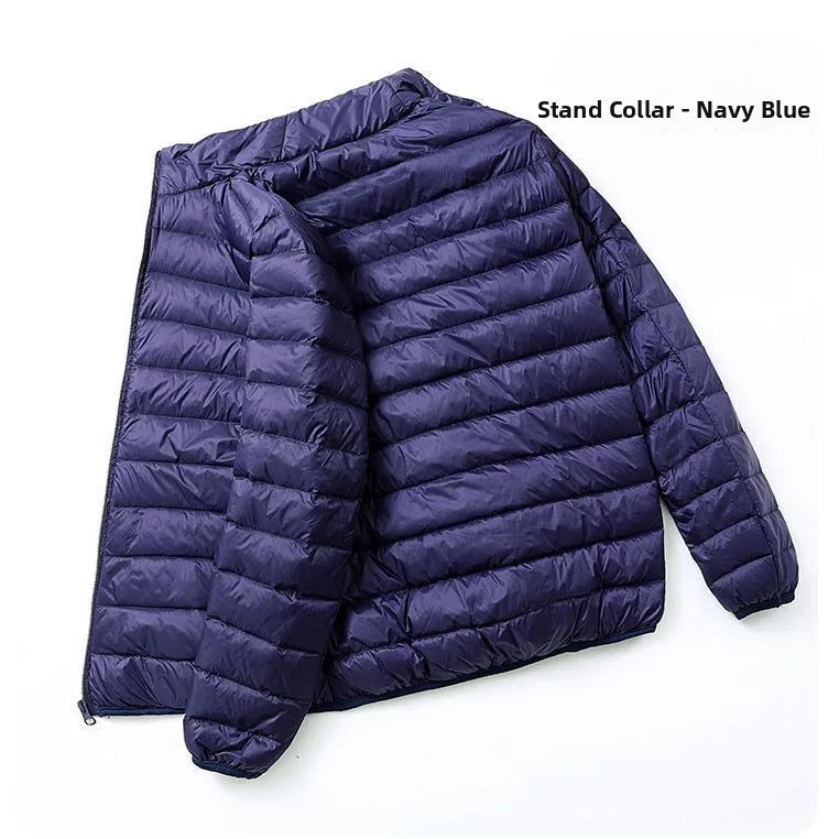 Warmth Lightweight down Cotton Jacket for Men Stand Collar Hooded Outerwear Autumn Winter New Arrival Slim Fit Long Style