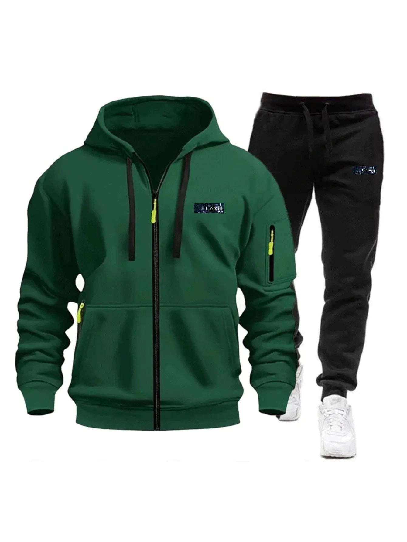 "Ropa deportiva para hombre para primavera, otoño e invierno con bolsillos con cremallera: incluye conjuntos de jogging y sudaderas tipo pullover casuales de ropa deportiva."