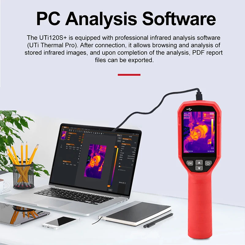 UNI-T Thermal Imaging Camera UTI120S+ 120×90 Pixels Thermal Camera 2X Super Infrared Resolution For Water Leak Detection