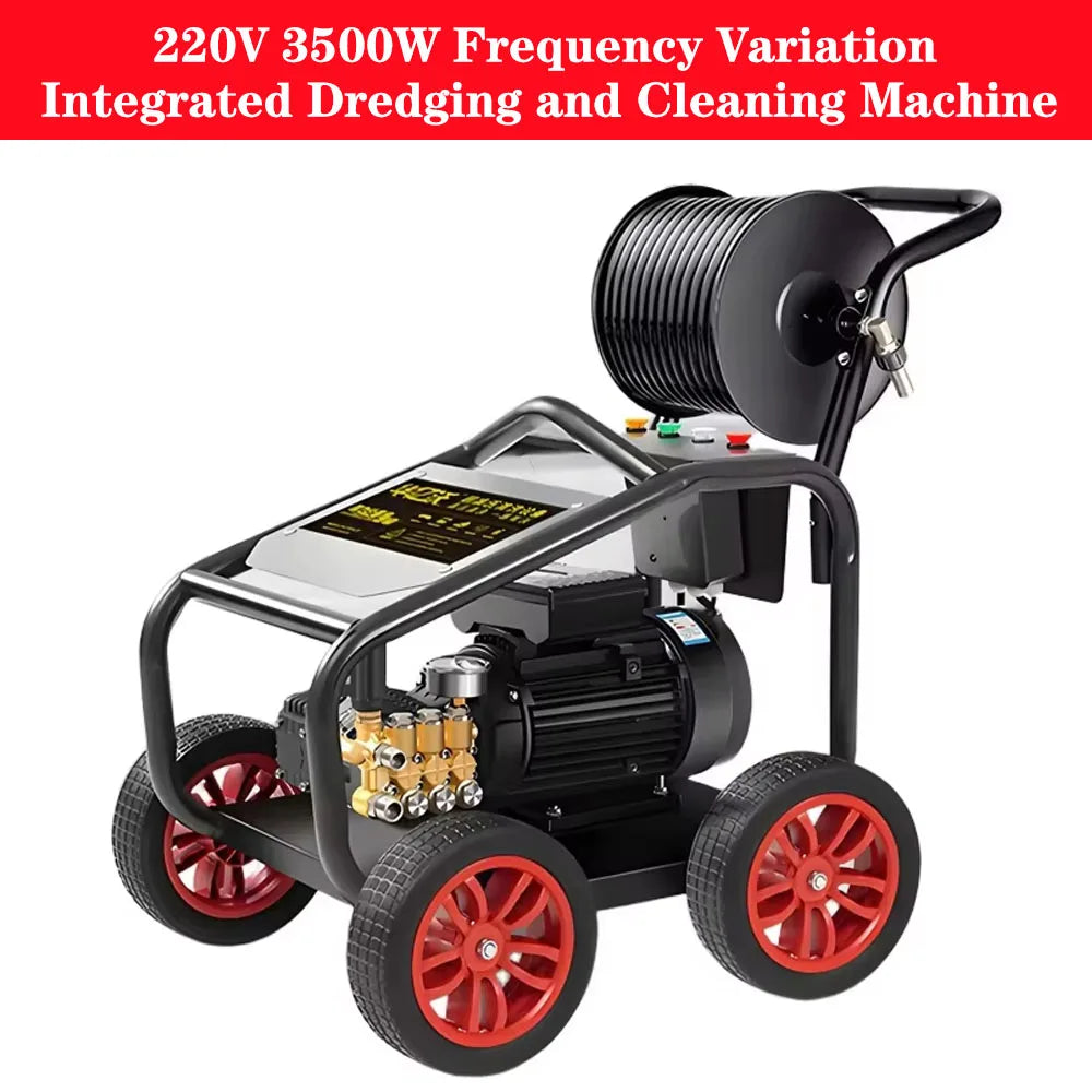 High Pressure Pipeline Dredging and Cleaning Machine with Water Gun 220V 230Bar 3500W for Sewer Dredging and Municipal Property