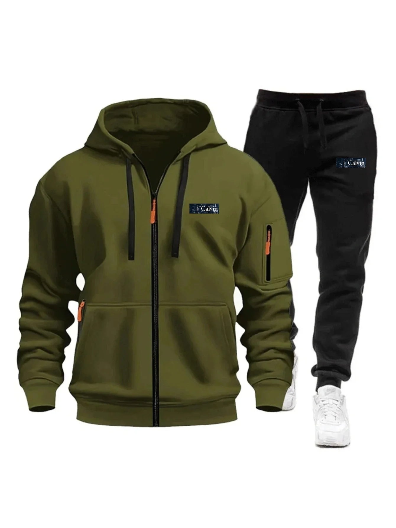 "Ropa deportiva para hombre para primavera, otoño e invierno con bolsillos con cremallera: incluye conjuntos de jogging y sudaderas tipo pullover casuales de ropa deportiva."