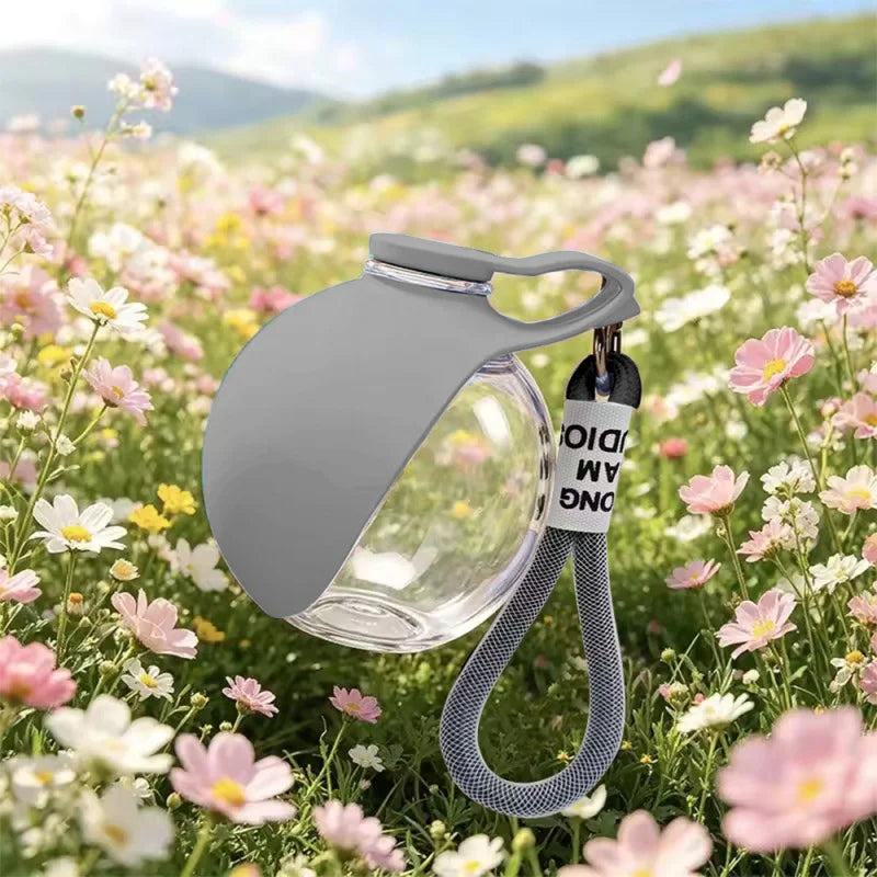 Portable 2-in-1 water bottle for dogs with built-in collapsible bowl, ideal for outdoor walks, hiking, travel, compact hydration