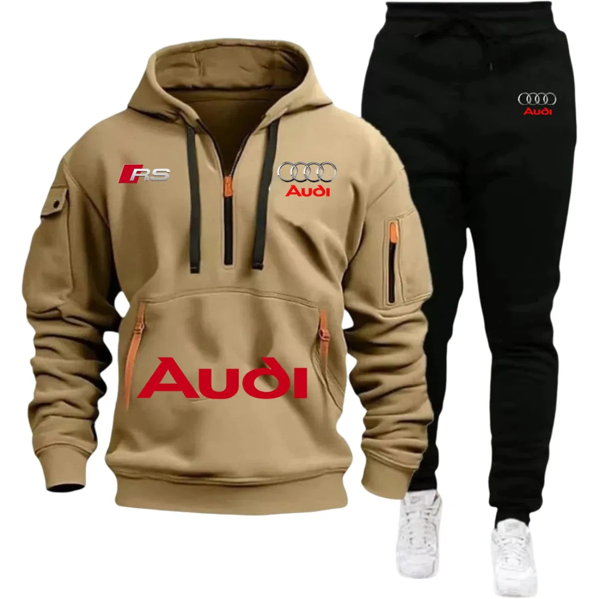 2026 Audi Warm Hoodie Pullover Jacket & Two-Piece Casual Sport Pants Set Insulated Outdoor Fashionistas Summer/Winter Style Clothing
