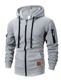 Sudadera de manga larga para hombre, nueva colección otoño 2026, con capucha y cierre de cremallera. Sudadera ajustada para hombre.