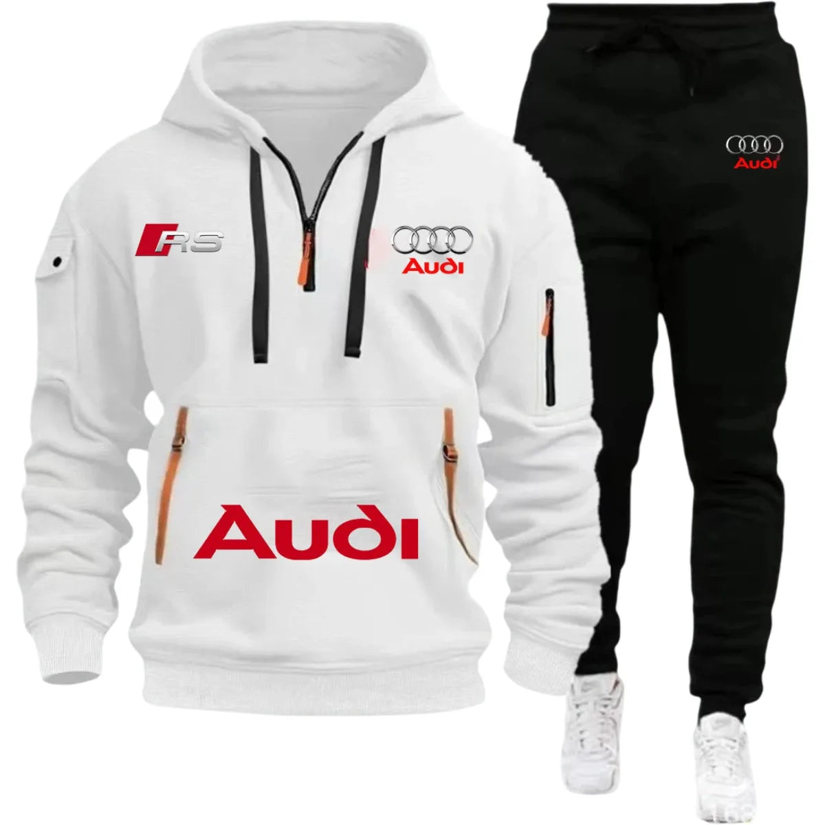 2026 Audi Warm Hoodie Pullover Jacket & Two-Piece Casual Sport Pants Set Insulated Outdoor Fashionistas Summer/Winter Style Clothing