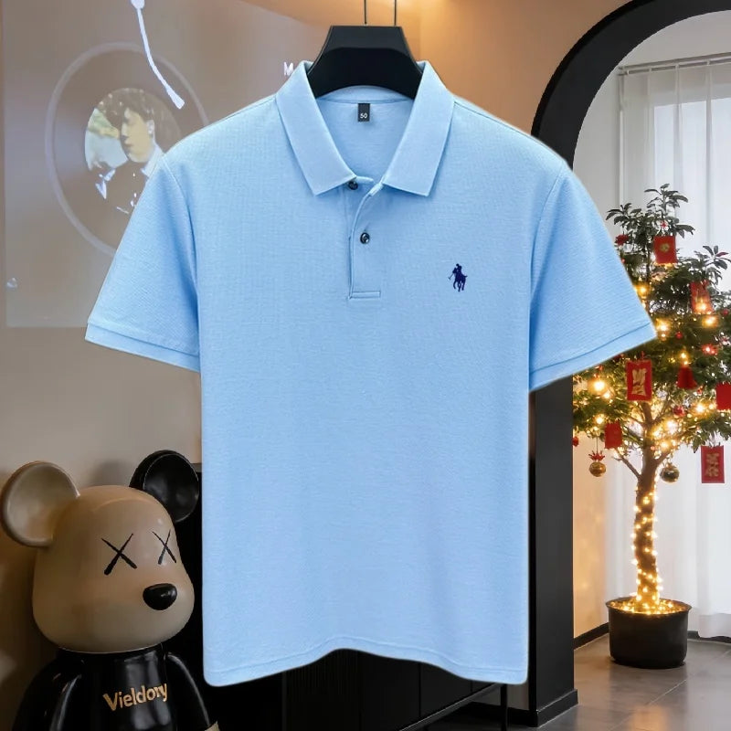 Polo de manga corta para hombre de marca de alta gama, 100% algodón puro, moda de lujo verano 2026, bordado de calidad.