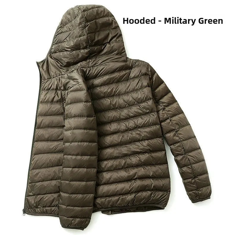 Warmth Lightweight down Cotton Jacket for Men Stand Collar Hooded Outerwear Autumn Winter New Arrival Slim Fit Long Style