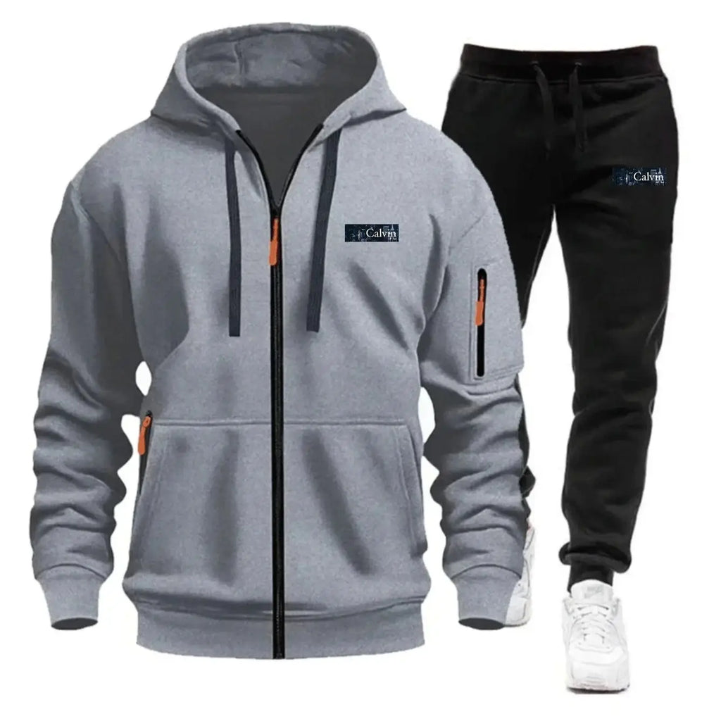 "Ropa deportiva para hombre para primavera, otoño e invierno con bolsillos con cremallera: incluye conjuntos de jogging y sudaderas tipo pullover casuales de ropa deportiva."