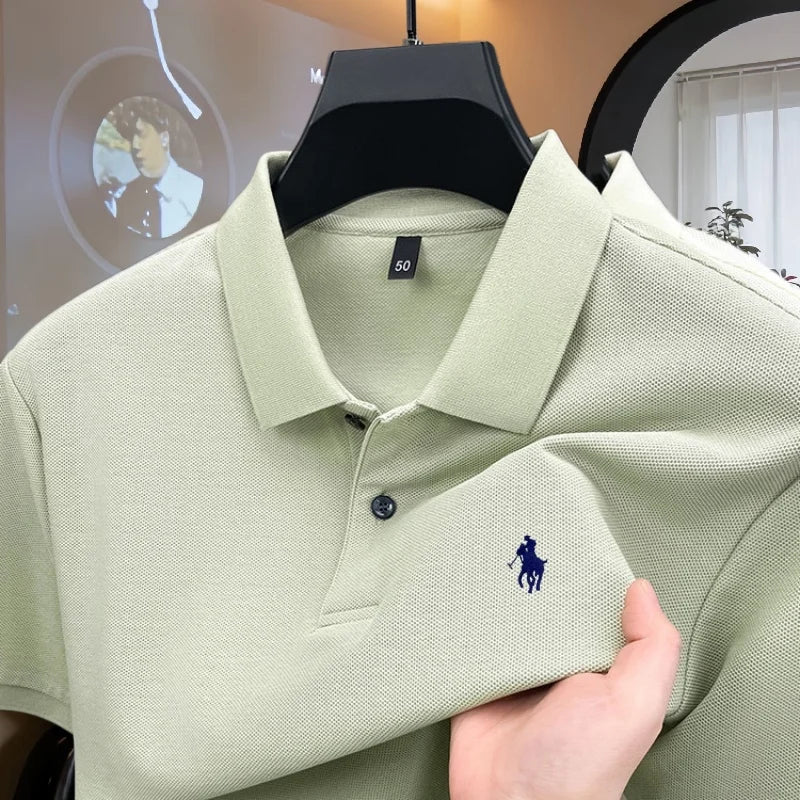 Polo de manga corta para hombre de marca de alta gama, 100% algodón puro, moda de lujo verano 2026, bordado de calidad.