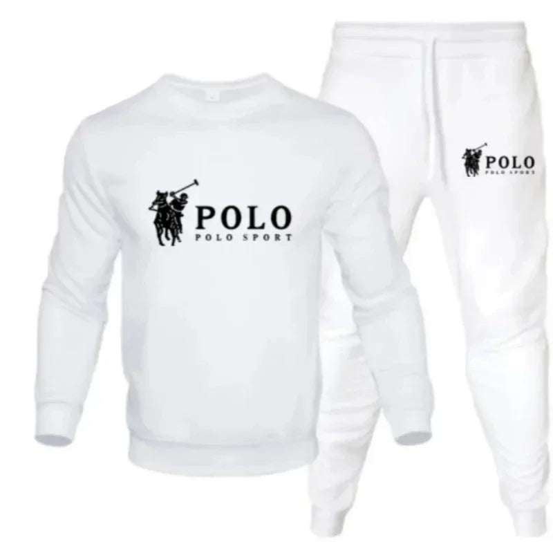"Conjuntos de otoño e invierno para hombre de sudaderas de cuello redondo y pantalones de jogging: ropa de moda de otoño e invierno para fitness al aire libre y casual."