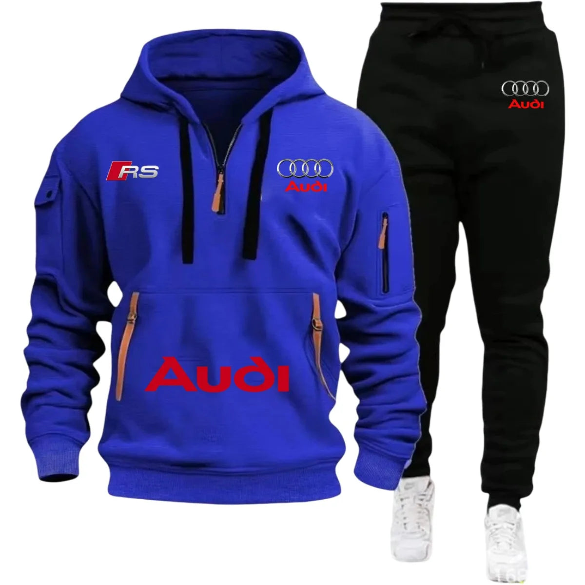 2026 Audi Warm Hoodie Pullover Jacket & Two-Piece Casual Sport Pants Set Insulated Outdoor Fashionistas Summer/Winter Style Clothing
