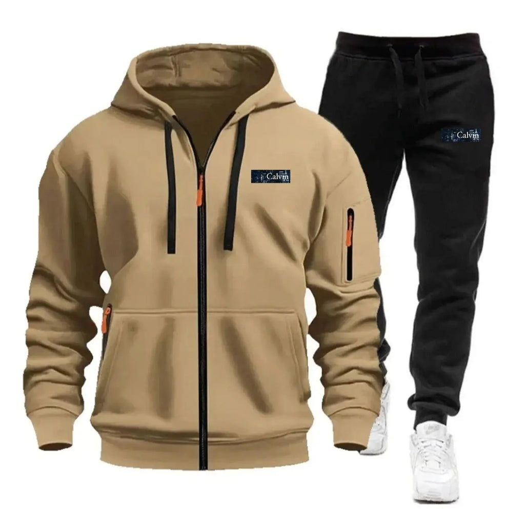 "Ropa deportiva para hombre para primavera, otoño e invierno con bolsillos con cremallera: incluye conjuntos de jogging y sudaderas tipo pullover casuales de ropa deportiva."