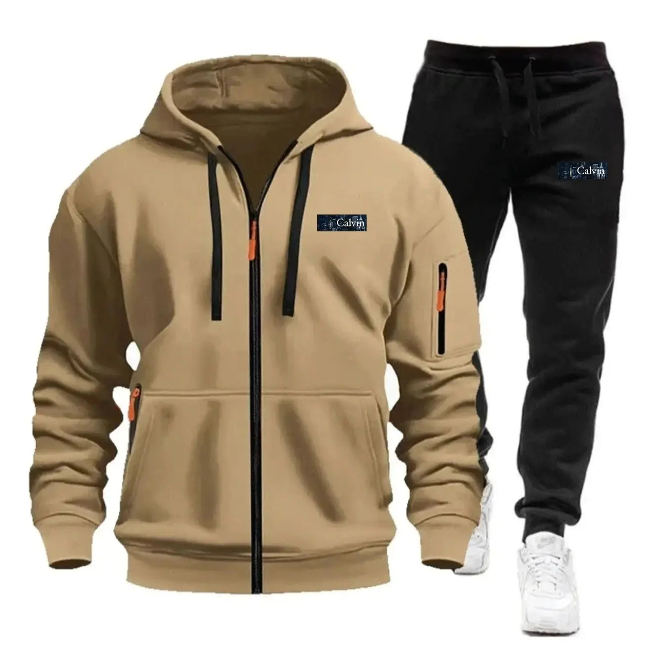 "Ropa deportiva para hombre para primavera, otoño e invierno con bolsillos con cremallera: incluye conjuntos de jogging y sudaderas tipo pullover casuales de ropa deportiva."