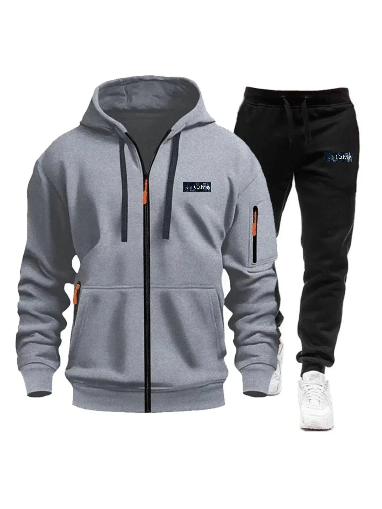 "Ropa deportiva para hombre para primavera, otoño e invierno con bolsillos con cremallera: incluye conjuntos de jogging y sudaderas tipo pullover casuales de ropa deportiva."