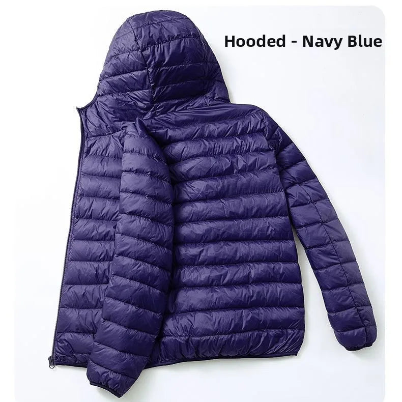 Warmth Lightweight down Cotton Jacket for Men Stand Collar Hooded Outerwear Autumn Winter New Arrival Slim Fit Long Style