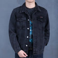 Retro American Denim Jacket for Men Loose Workwear Spring Autumn Multi Pocket Casual Style Cotton Long Sleeve Button Closure