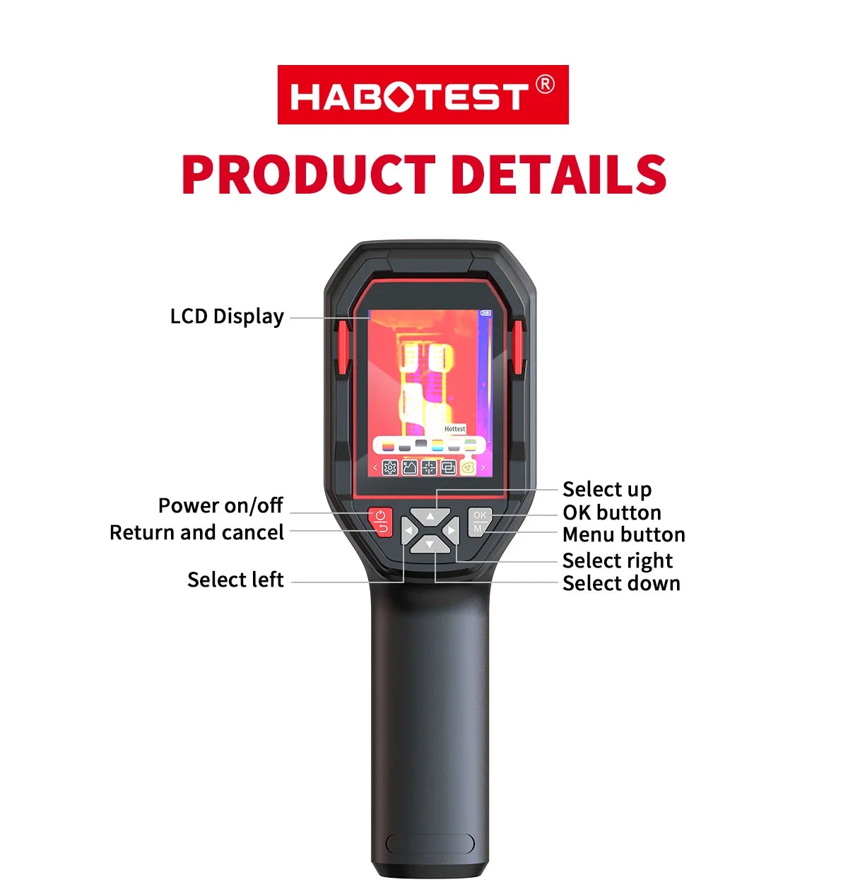 HABOTEST HT821A Rechargeable Thermal Imaging Camera -20 ℃~550 ℃ Waterproof, Dustproof, and Anti Drop Handheld Thermal Imaging