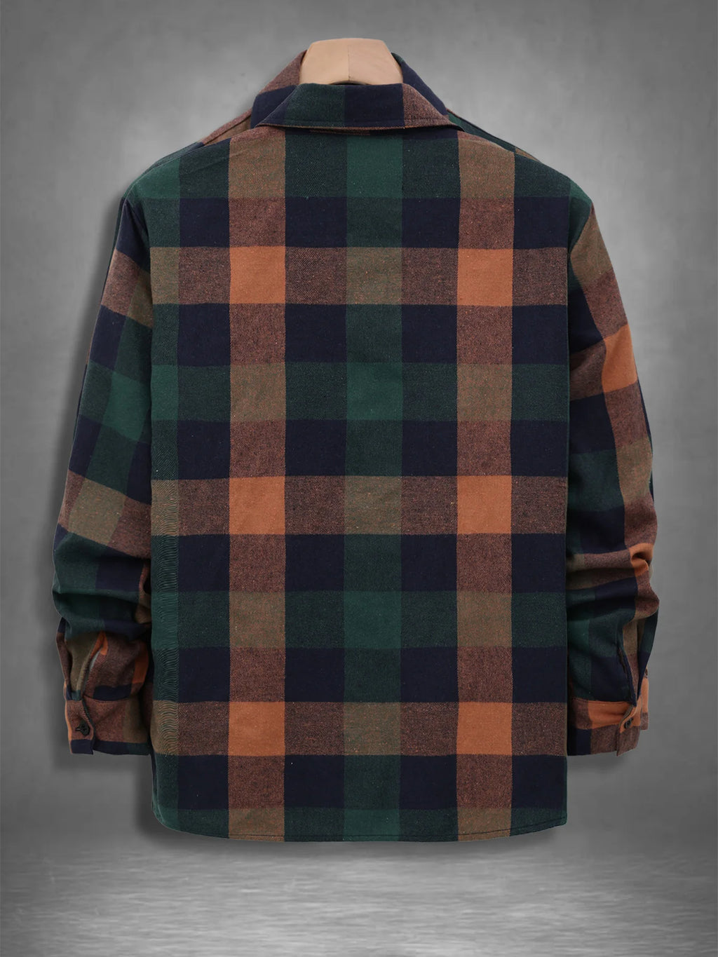 "Camisa de franela a cuadros de manga larga vintage para hombre, prenda superior informal holgada para primavera y otoño".