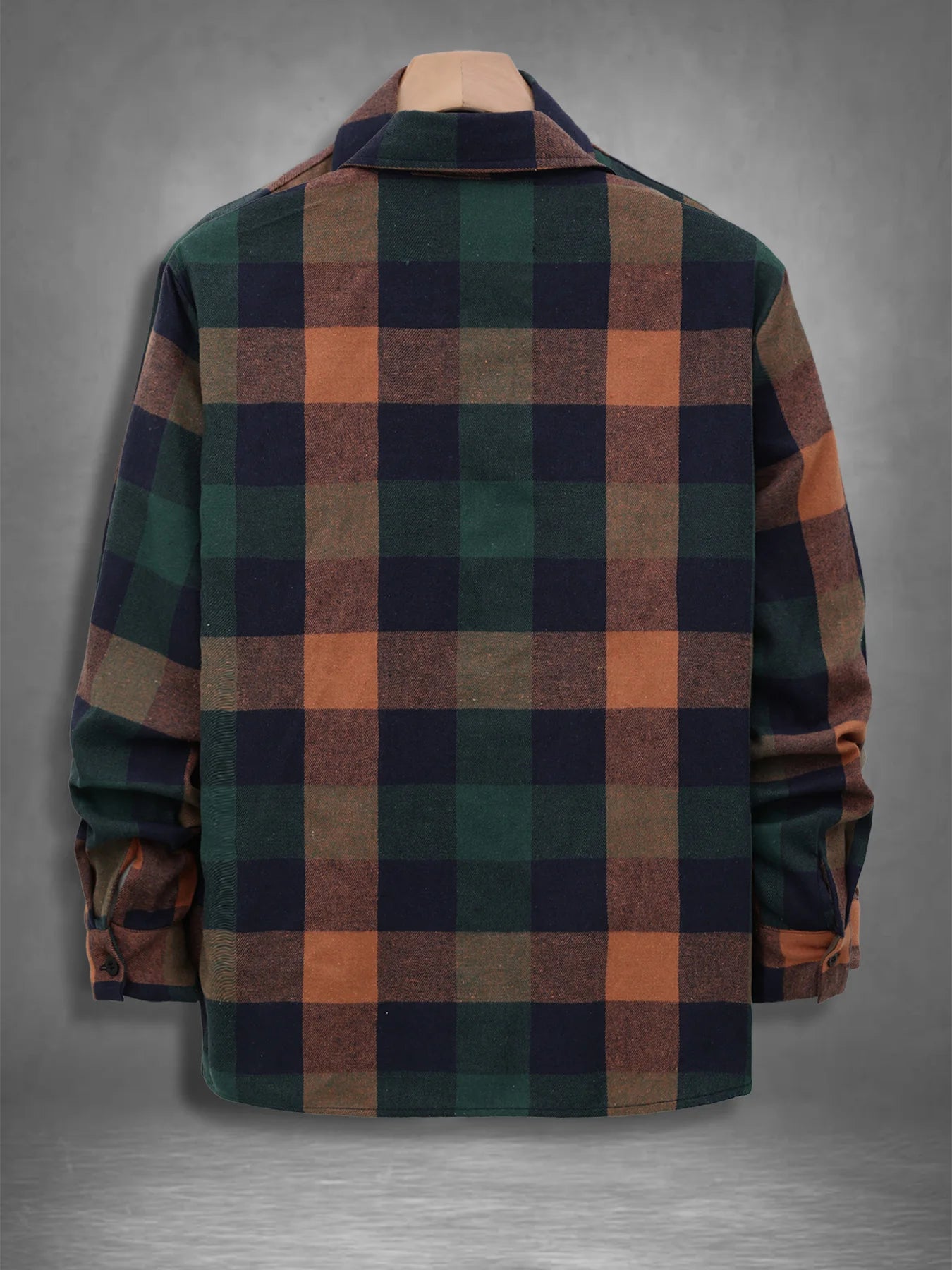"Camisa de franela a cuadros de manga larga vintage para hombre, prenda superior informal holgada para primavera y otoño".