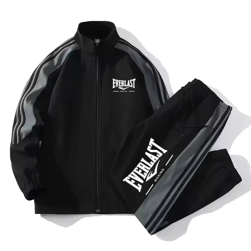 Autumn and winter fashion printed new trend outdoor sports jacket set for men's casual loose sports plus size high-quality two-p