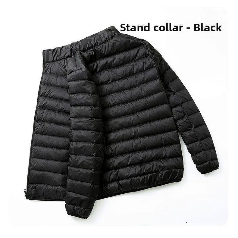 Warmth Lightweight down Cotton Jacket for Men Stand Collar Hooded Outerwear Autumn Winter New Arrival Slim Fit Long Style