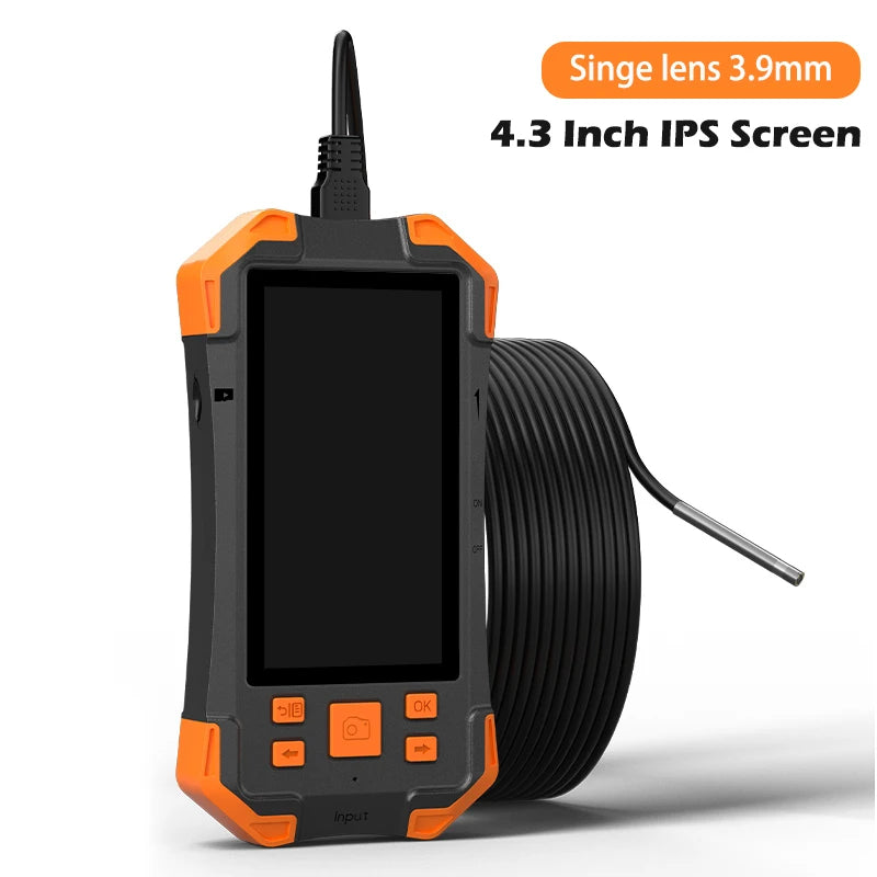 Triple Lens Industrial Endoscope Camera 4.3'' IPS Screen HD1080P Single Dual Pipe Car Inspection USB Borescope Waterproof LEDs