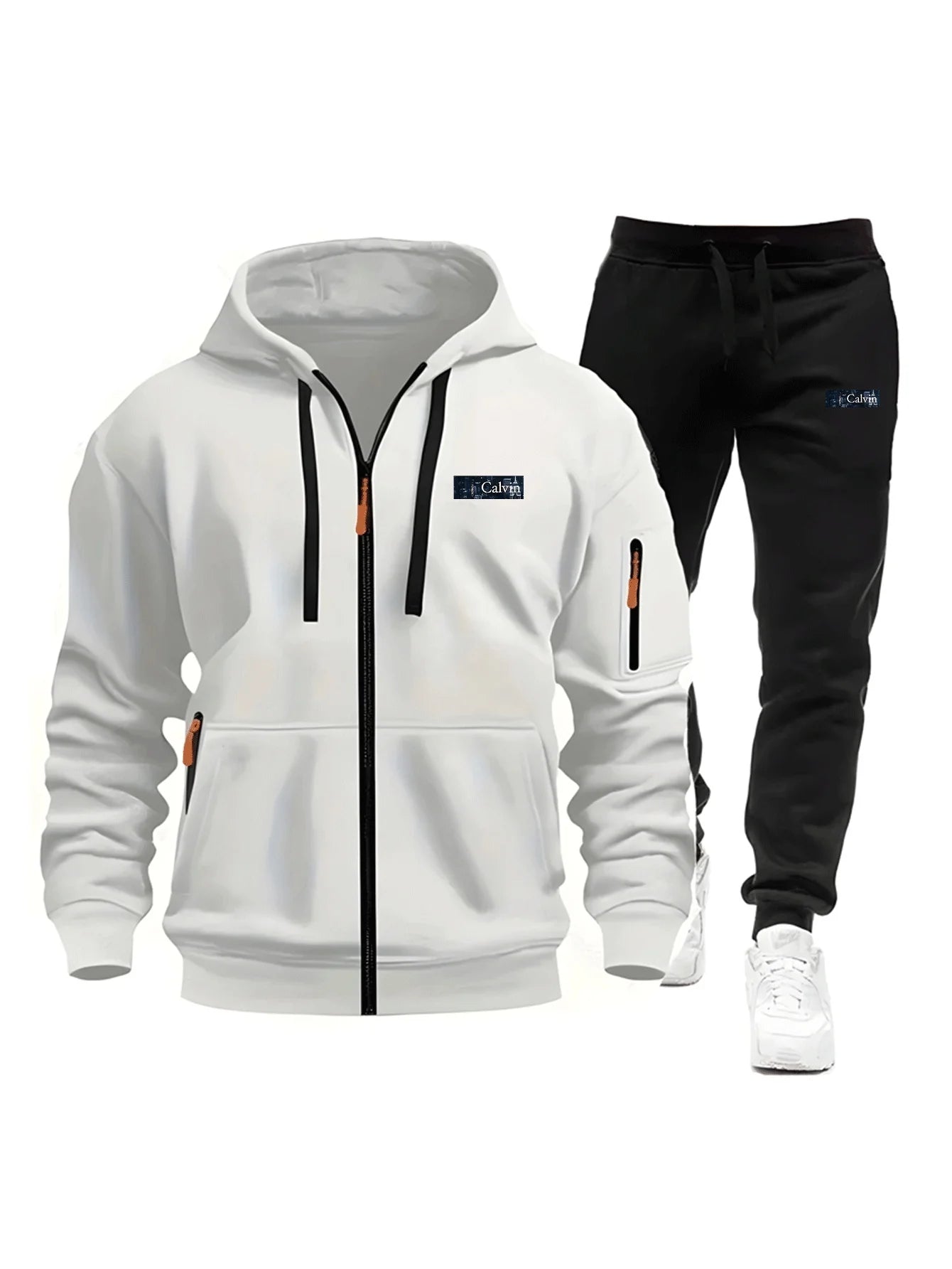 "Ropa deportiva para hombre para primavera, otoño e invierno con bolsillos con cremallera: incluye conjuntos de jogging y sudaderas tipo pullover casuales de ropa deportiva."