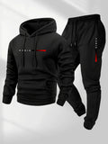 "Conjunto de ropa deportiva estampada: Sudadera deportiva con capucha de una pieza, conjunto de pantalones largos, conjunto de calentamiento."