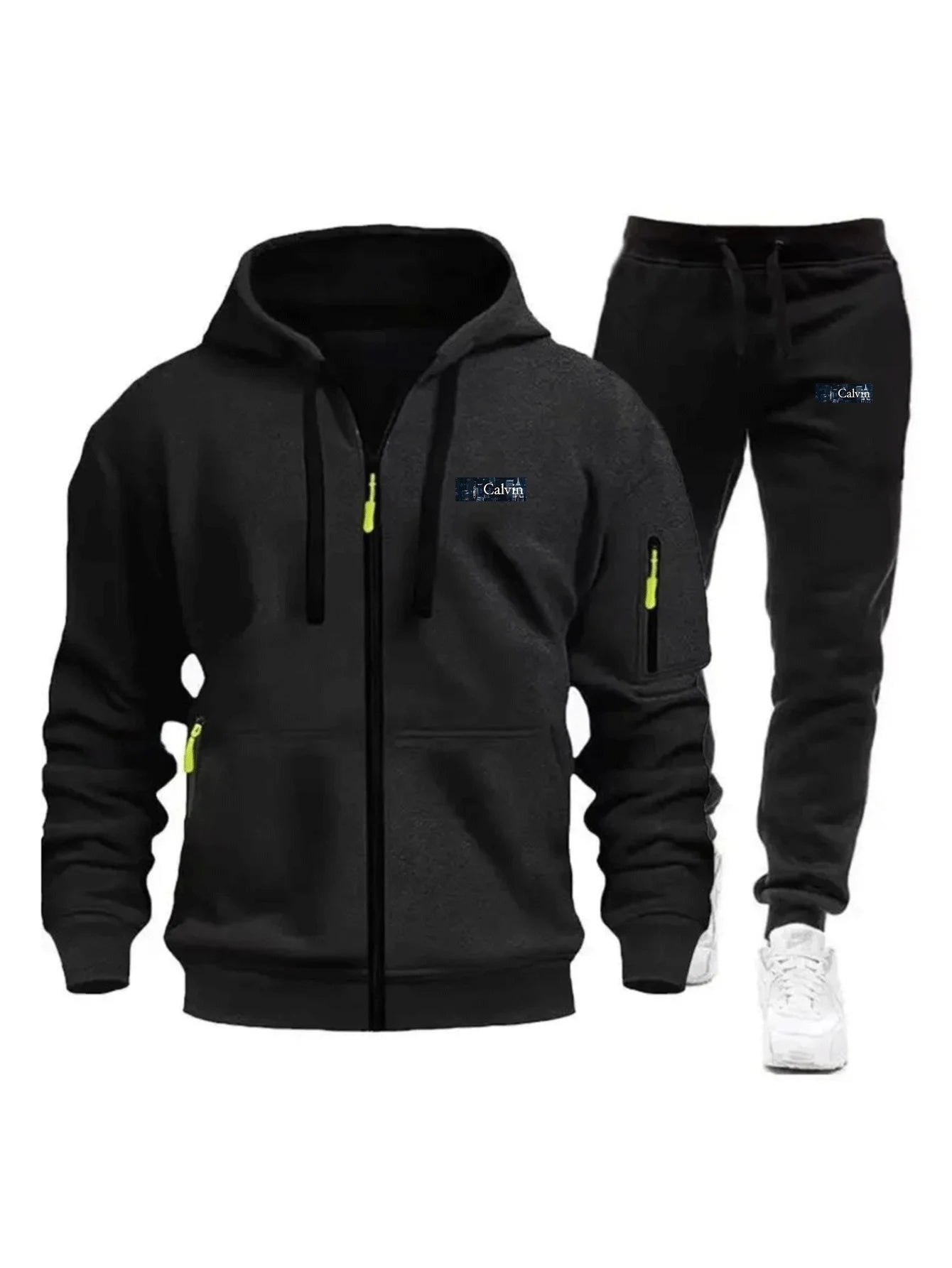 "Ropa deportiva para hombre para primavera, otoño e invierno con bolsillos con cremallera: incluye conjuntos de jogging y sudaderas tipo pullover casuales de ropa deportiva."