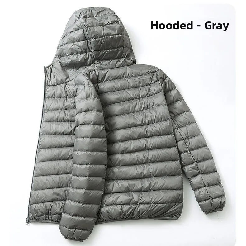 Warmth Lightweight down Cotton Jacket for Men Stand Collar Hooded Outerwear Autumn Winter New Arrival Slim Fit Long Style