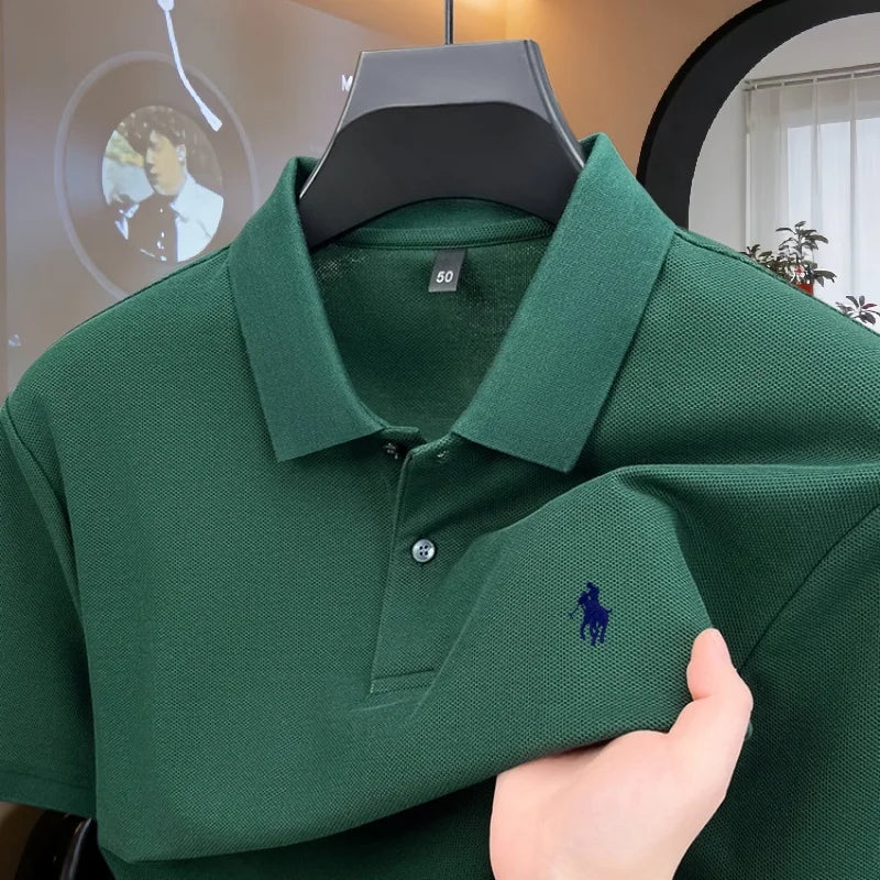 Polo de manga corta para hombre de marca de alta gama, 100% algodón puro, moda de lujo verano 2026, bordado de calidad.