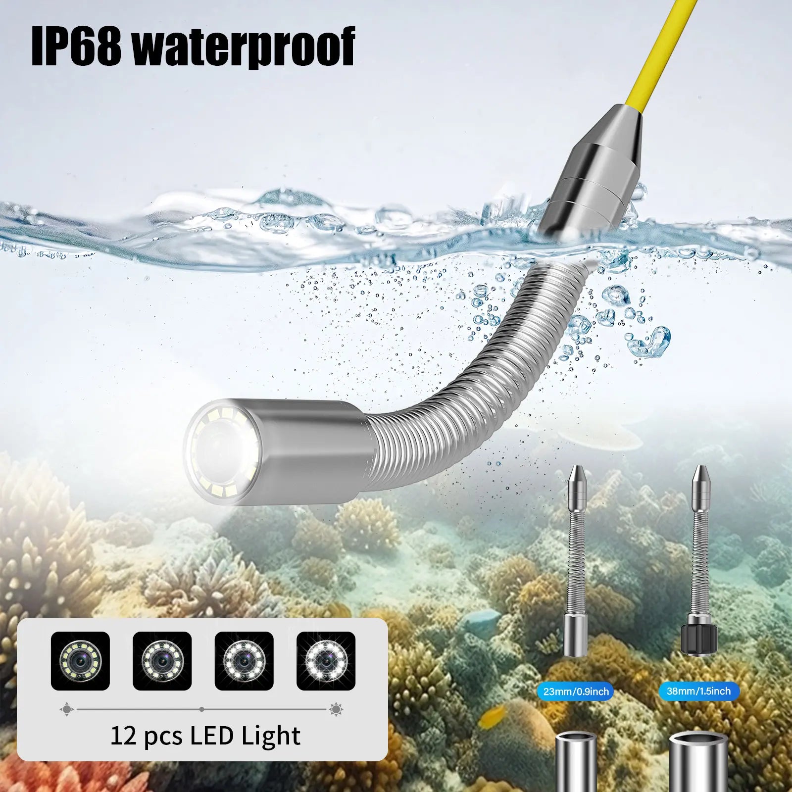7" Sewer Pipe Inspection Camera Drain Sewer Pipeline Industrial Endoscope DVR Video Recording Plumbing Snake Camera