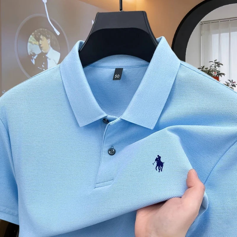 Polo de manga corta para hombre de marca de alta gama, 100% algodón puro, moda de lujo verano 2026, bordado de calidad.