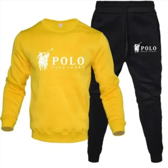 "Conjuntos de otoño e invierno para hombre de sudaderas de cuello redondo y pantalones de jogging: ropa de moda de otoño e invierno para fitness al aire libre y casual."