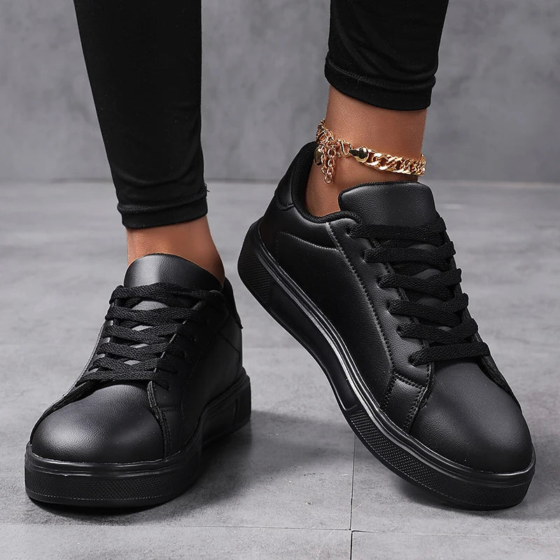 "Zapatos casuales de negocios para hombre / Zapatos suaves para mujer: tenis cómodos y casuales de poliuterano para hombre, tenis blancos sólidos para otoño."