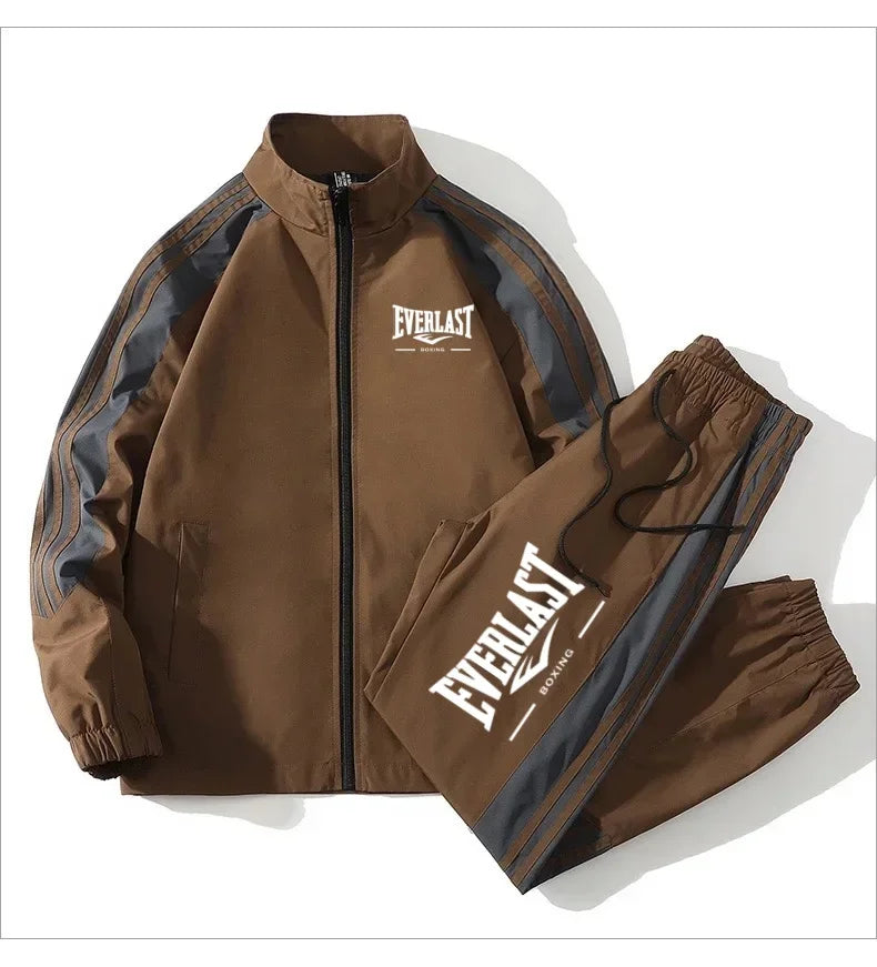 Autumn and winter fashion printed new trend outdoor sports jacket set for men's casual loose sports plus size high-quality two-p