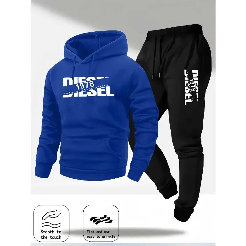 "Nuevo conjunto de ropa deportiva con capucha y pantalones dos en uno, popular de otoño e invierno."