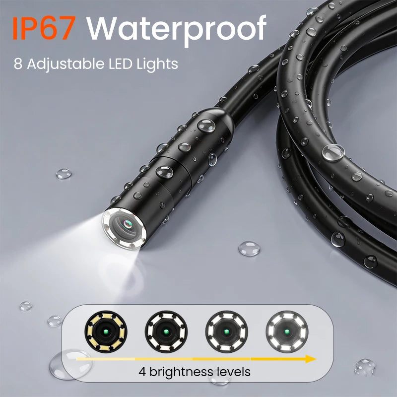 4.3'' IPS Industrial Endoscope with 1080P HD Camera 8mm Waterproof Probe 2600mAh Battery Borescope for Car& Pipeline Inspection