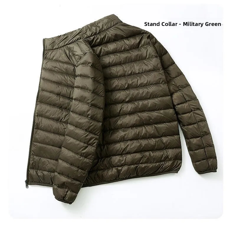 Warmth Lightweight down Cotton Jacket for Men Stand Collar Hooded Outerwear Autumn Winter New Arrival Slim Fit Long Style