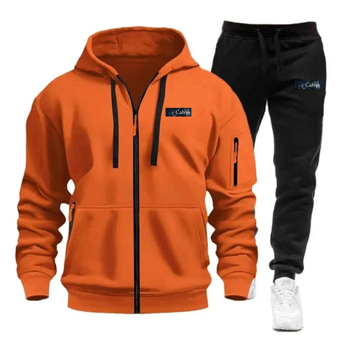 "Ropa deportiva para hombre para primavera, otoño e invierno con bolsillos con cremallera: incluye conjuntos de jogging y sudaderas tipo pullover casuales de ropa deportiva."