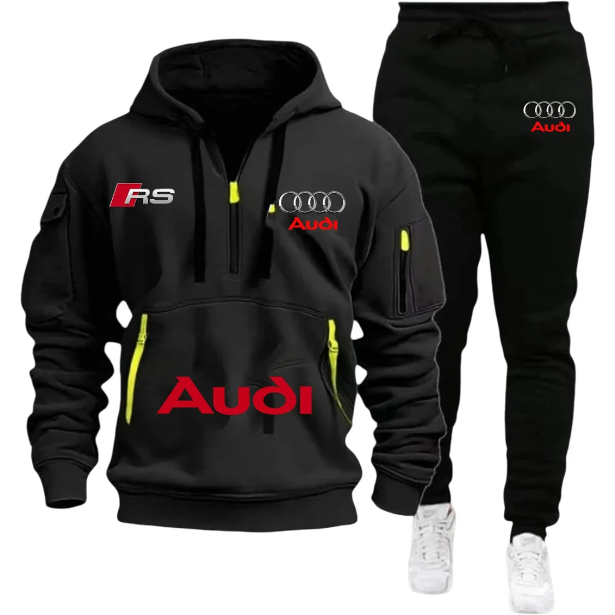 2026 Audi Warm Hoodie Pullover Jacket & Two-Piece Casual Sport Pants Set Insulated Outdoor Fashionistas Summer/Winter Style Clothing