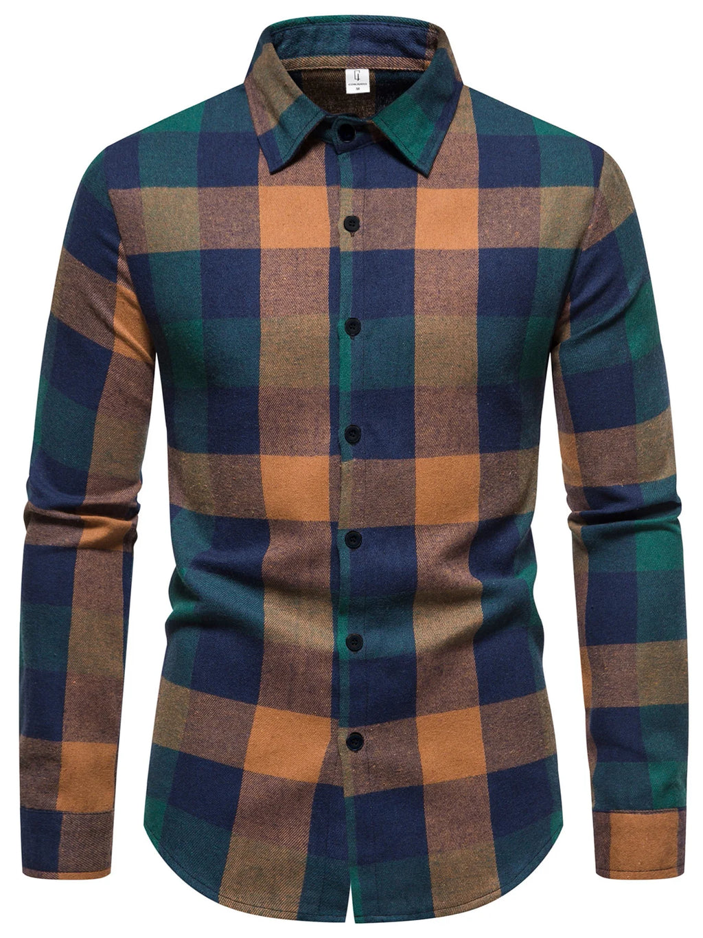 "Camisa de franela a cuadros de manga larga vintage para hombre, prenda superior informal holgada para primavera y otoño".