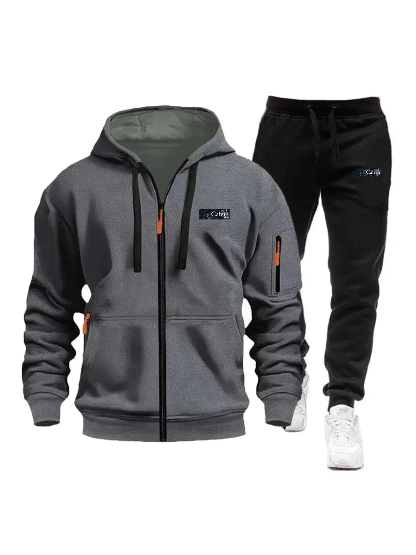 "Ropa deportiva para hombre para primavera, otoño e invierno con bolsillos con cremallera: incluye conjuntos de jogging y sudaderas tipo pullover casuales de ropa deportiva."