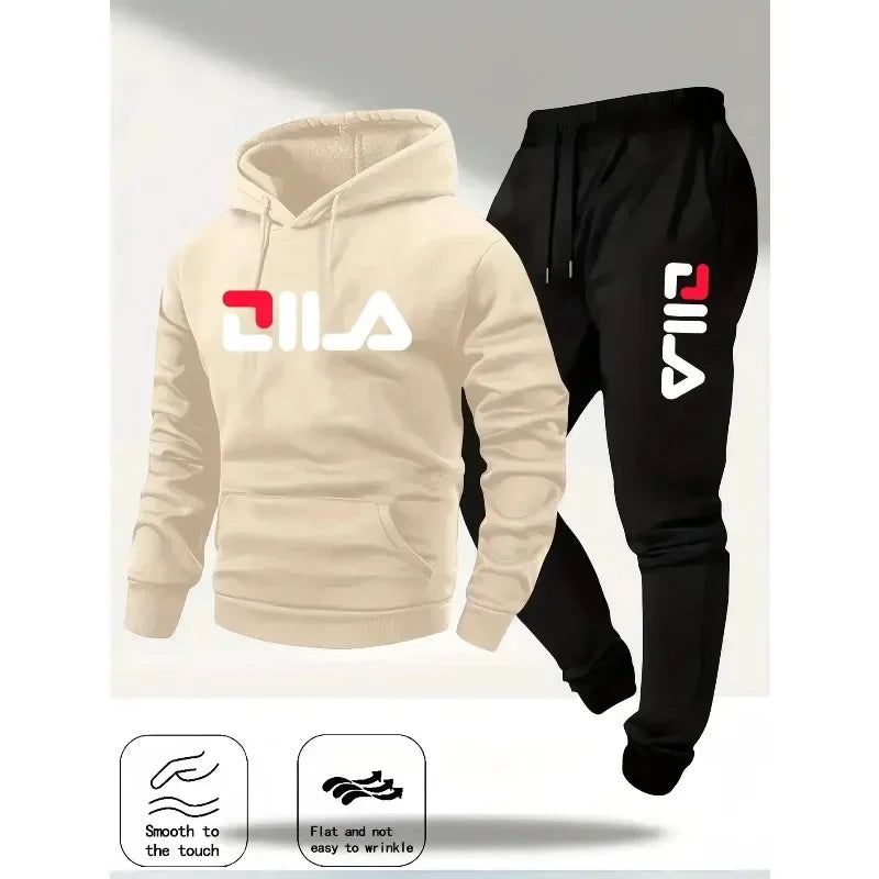 "Conjunto casual de primavera y otoño unisex, sudadera con capucha y pantalones deportivos, conjunto cómodo 2 en 1.